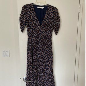 Astr Navy Floral Print Maxi Dress